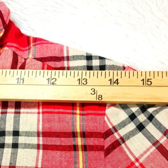 Rhapsody Western Snap Button Long Sleeve Button Down Shirt Red Plaid. Size M/M.. - Picture 9 of 12